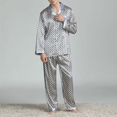 极速Mens Stain Silk Pajama Sets Pajamas Men Sleepwear Modern