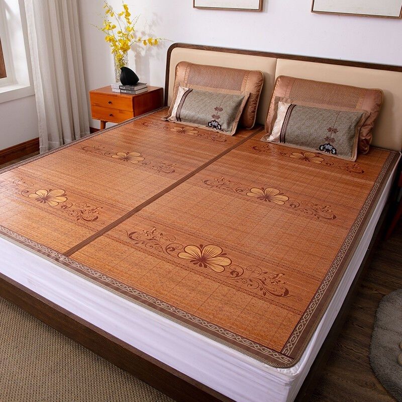 新款凉席竹席冰丝双面可用竹凉席可折叠双面印花夏季碳化席【1.,床上用品,竹席,淘宝优惠券,粉丝福利购,淘宝优惠卷