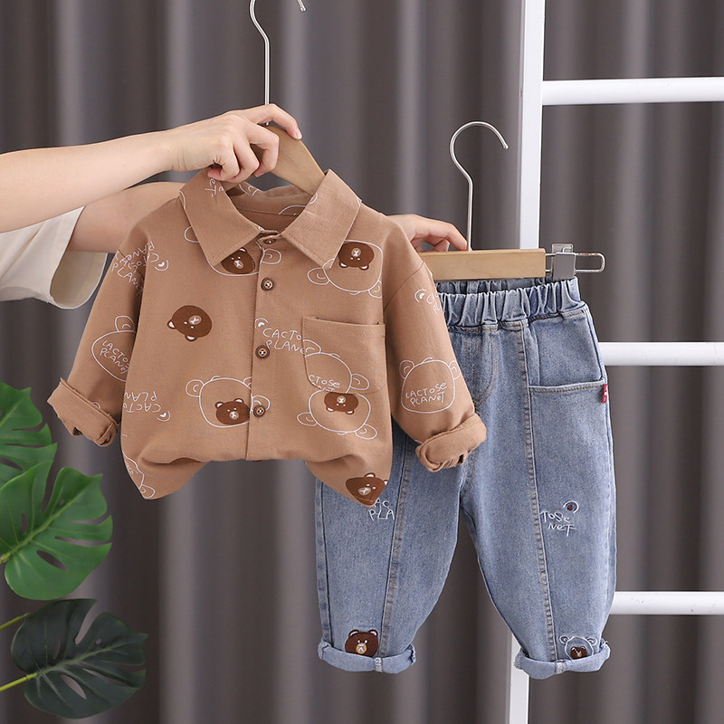 男童秋装衬衫套装2023新款洋派宝宝春秋季婴儿童帅气衬衫两件套潮,童装/婴儿装/亲子装,套装,淘宝优惠券,粉丝福利购,淘宝优惠卷