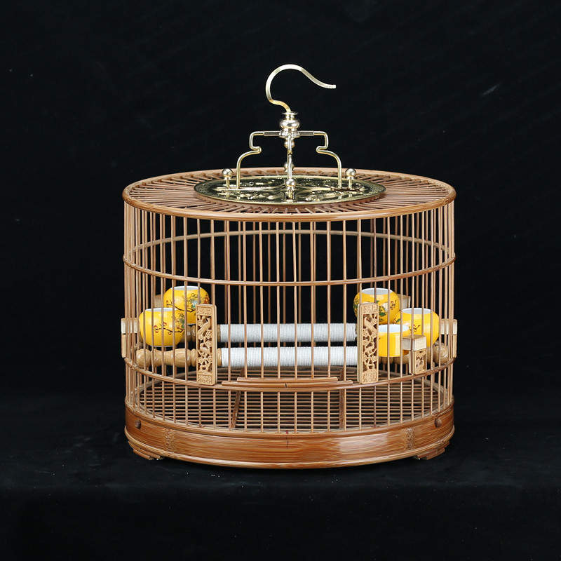 紫竹手工竹皮抛光竹子绣眼玉鸟贝子靛颏小型竹制黄豆鸟笼全套配件