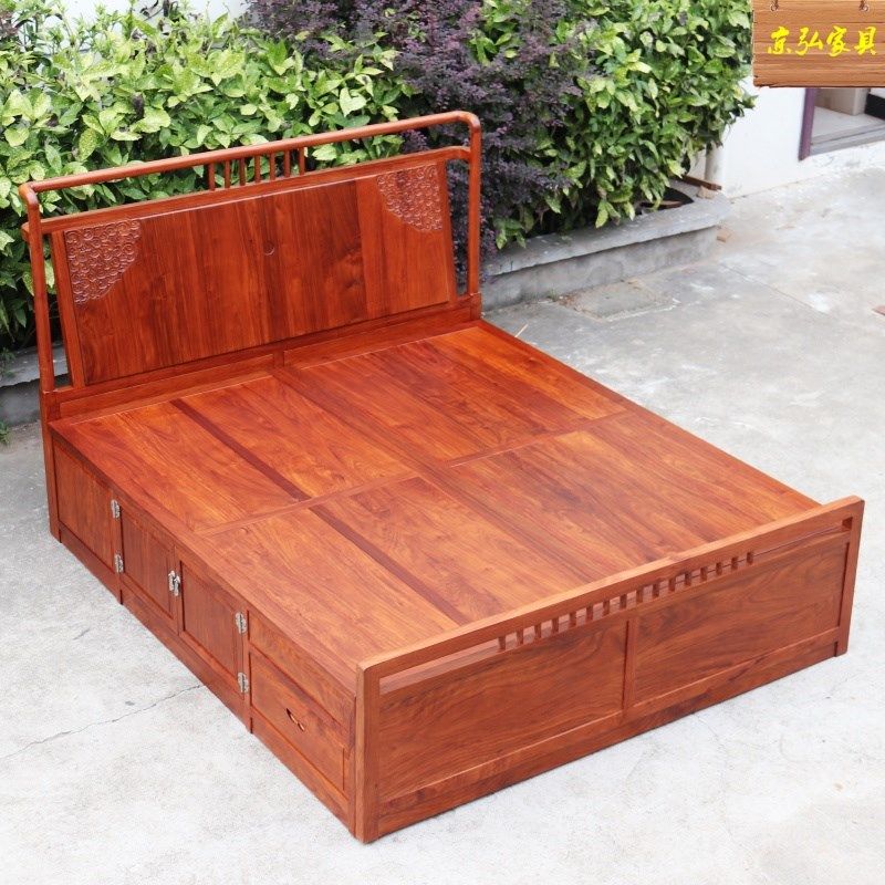 新中式双人床红木品质家具卧室花梨木高箱床紫檀木苏梨床六尺大床,住宅家具,红木床,淘宝优惠券,粉丝福利购,淘宝优惠卷