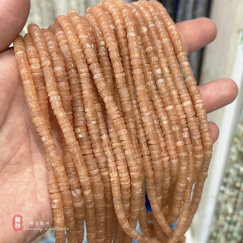 天然高品质水晶算盘珠 净t透磷灰石粉晶橄榄石隔片散珠diy饰品配