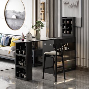 实木吧台家用客厅隔断沙发边柜小户型伸缩玄关储物柜餐边柜一体柜