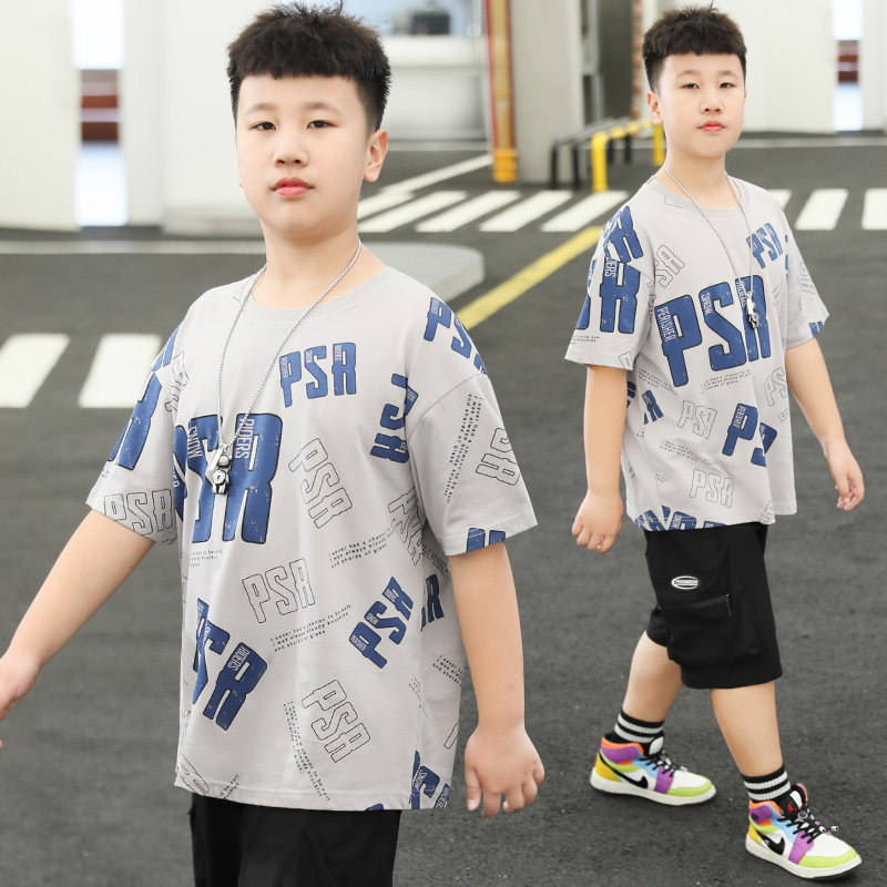 胖童装男童短袖T恤2023夏季新款男孩加肥加大码儿童半袖体恤夏装