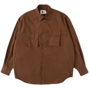 男生2022宽松口袋衬衣外套 休闲衬衫 南鹤春季 日系复古弧形下摆工装