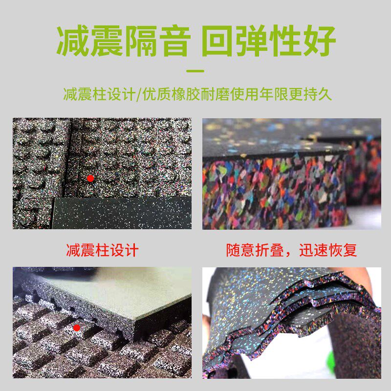 健身房地垫隔音垫减震橡胶地垫杠铃垫子运动地板地胶加大加厚垫子