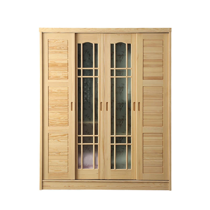 简约实木卧室屋整现代原木推拉门松木柜子家具家用全定制衣柜全