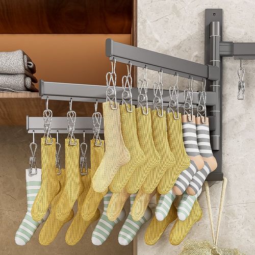 折叠阳台衣架内衣内裤晾晒夹子壁挂挂钩神器多功能家用晾晒袜子架