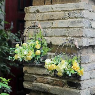 鸟笼铁艺摆件幼儿园森系植物角户外装 饰园区景观别墅庭院花园布