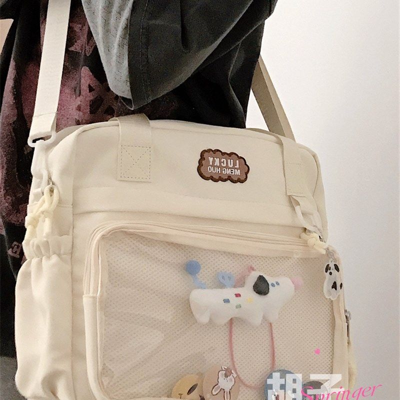 日系可爱少女学生手提单肩包包女透明痛包大容量斜挎双肩两用背包,箱包皮具/热销女包/男包,痛包,淘宝优惠券,粉丝福利购,淘宝优惠卷