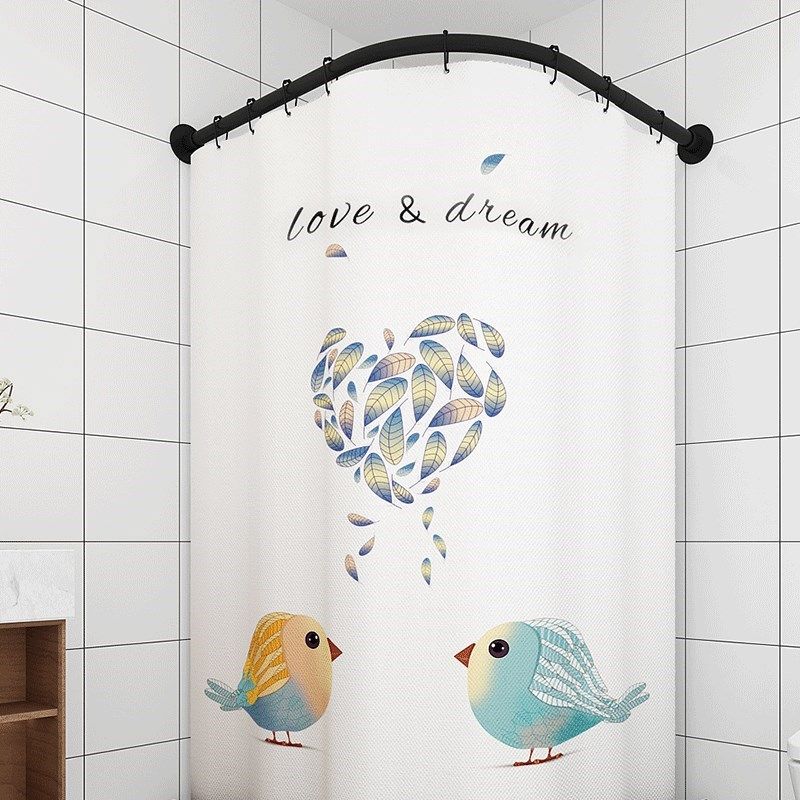 弧形浴帘杆套装浴室o浴帘套装免打孔卫生间洗澡隔断帘挂帘子防水