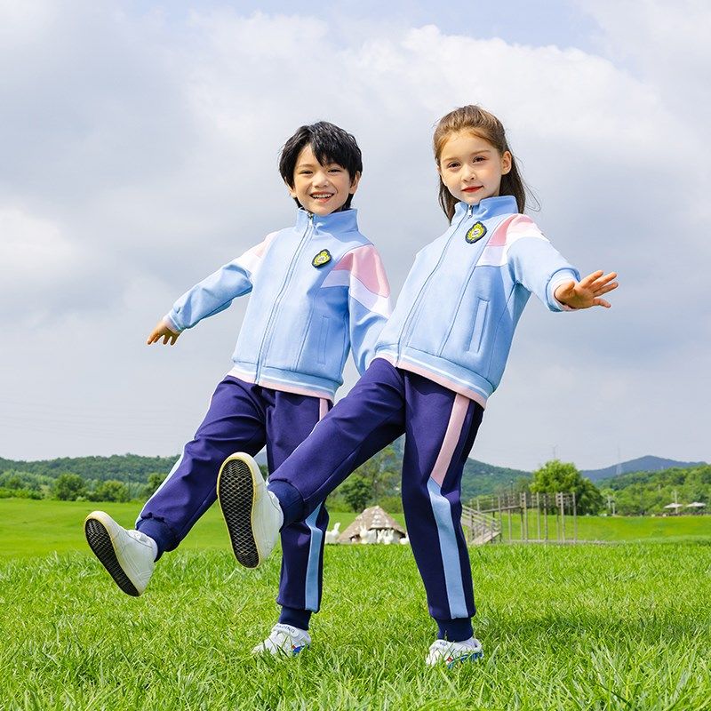 学院风天蓝色校服套装小学生春夏装新款男女儿童班服幼儿园服