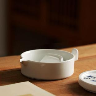 实用多功能墨池简易携带 砚台带盖子大G容量 陶瓷简约笔搁毛笔架