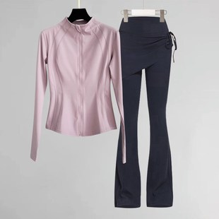 跑步运动套装女晨跑服时尚秋冬户外骑行羽毛球锻炼健身瑜伽服