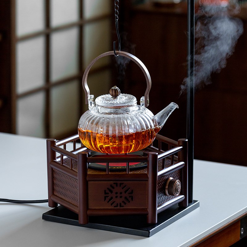 电陶炉围炉煮茶壶竹编小型迷你泡茶炉复古电热养生家用烧水壶套装