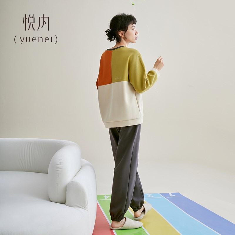 悦内睡衣女士春秋款秋季长袖家居服运动休闲可外穿出门套装