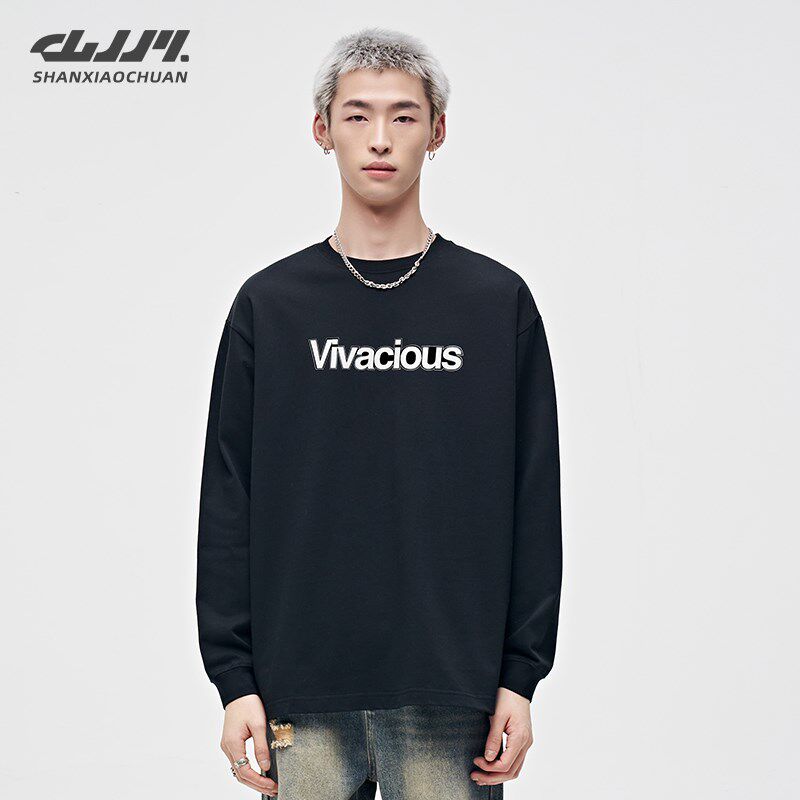 卡通涂鸦男士长袖t恤2024新款潮流体恤男款秋季内搭打底衫