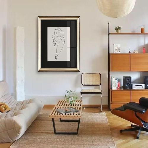 法式中古复古风我是床头装饰画常玉线素描人物轻奢客厅玄关挂画