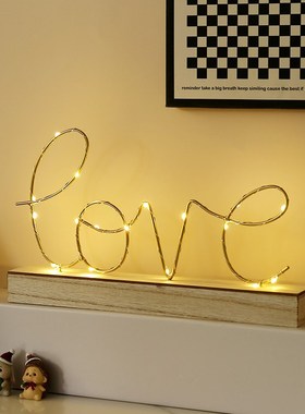 北欧创意灯摆件房间卧室字母夜灯装饰品客厅电视柜酒柜个性小摆设