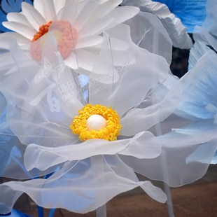 橱窗美陈婚庆婚礼影楼舞台装 饰手工落地大型高端网纱丝网花W025