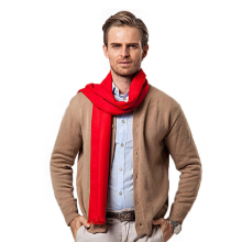 推荐Fashion Winter Solid Color Men Red Scarf Luxury Brand De