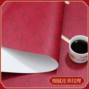 喜庆红色卧室免洗防尘罩装 皮革结婚床头柜盖布防水pvc桌布 饰垫子
