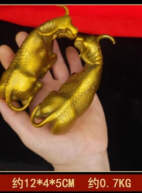 铜卧牛摆件纯铜小号抬头牛流水家用运势如虹办公室牛气冲天铜摆件