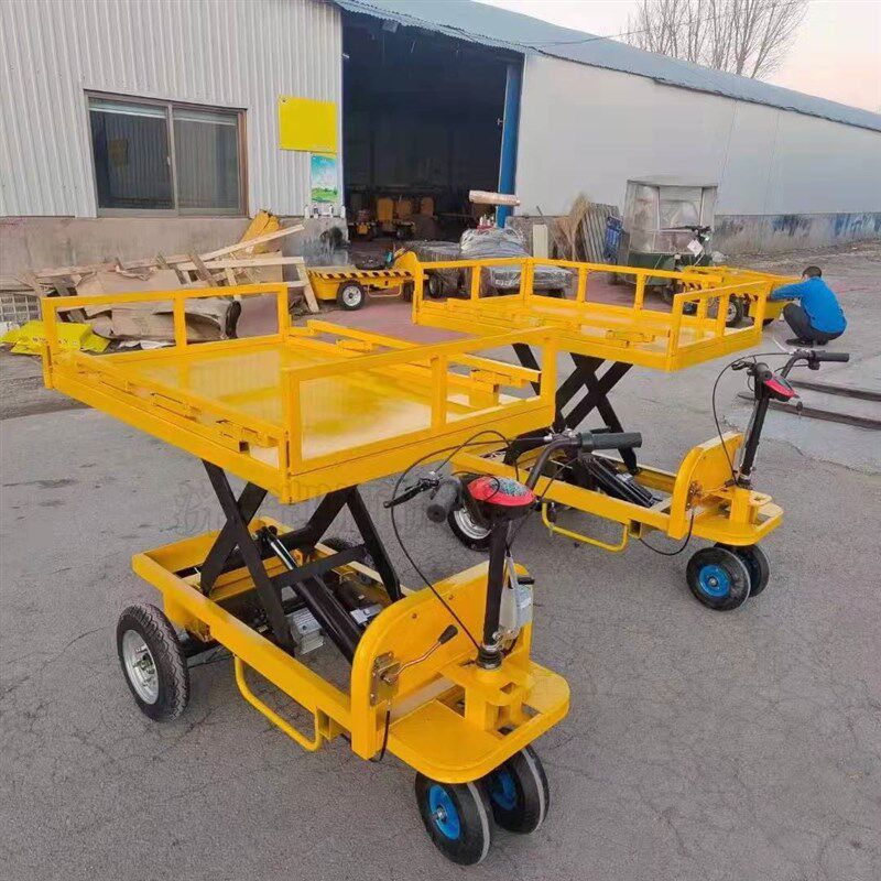 电动平板车升降平台液压四轮手推搬运I车载重王工地仓库拉货车