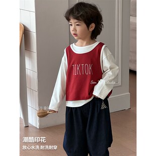 森许男童套装2025新款春装儿童韩版休闲洋气宝宝两件套潮酷帅气