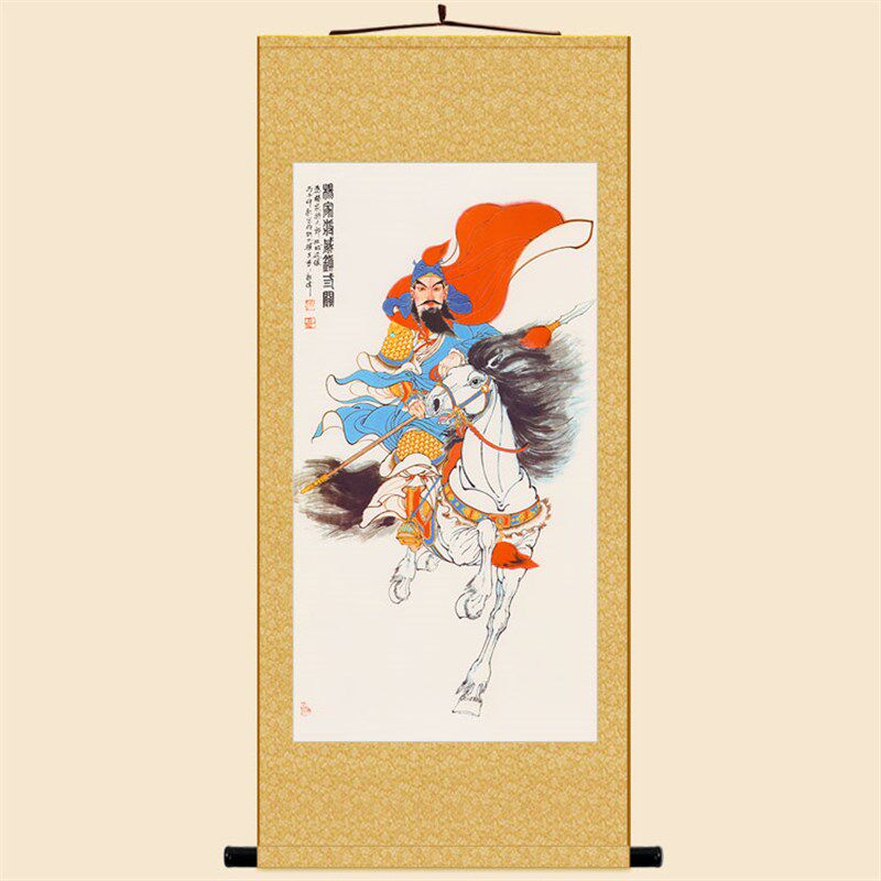 进口品质杨六郎人物画像 杨延昭杨家将古代历代名人装饰画 绢布卷