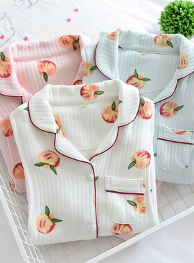 月子服秋冬夹棉孕妇睡衣产妇哺乳套装冬季加厚空气棉产后喂奶衣10