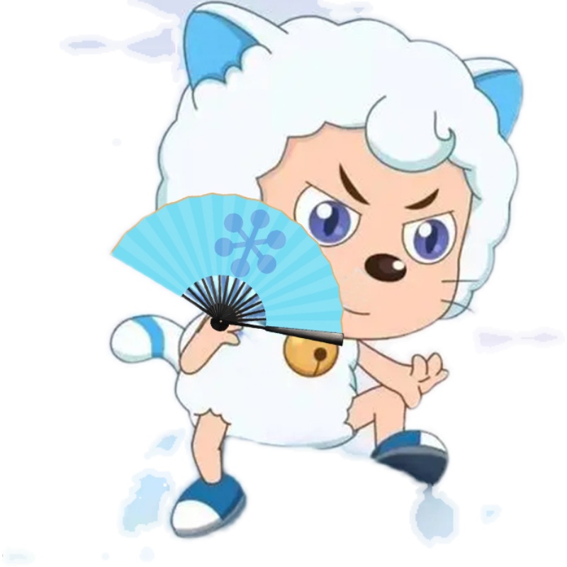 喜羊羊的寒冰扇十寸八寸双面绢布儿童扇子小学生可折叠动画折扇