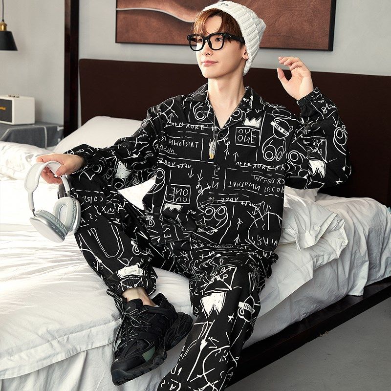 男童睡衣春秋季款长袖青少年学生大童卡通可爱秋冬男士家居服