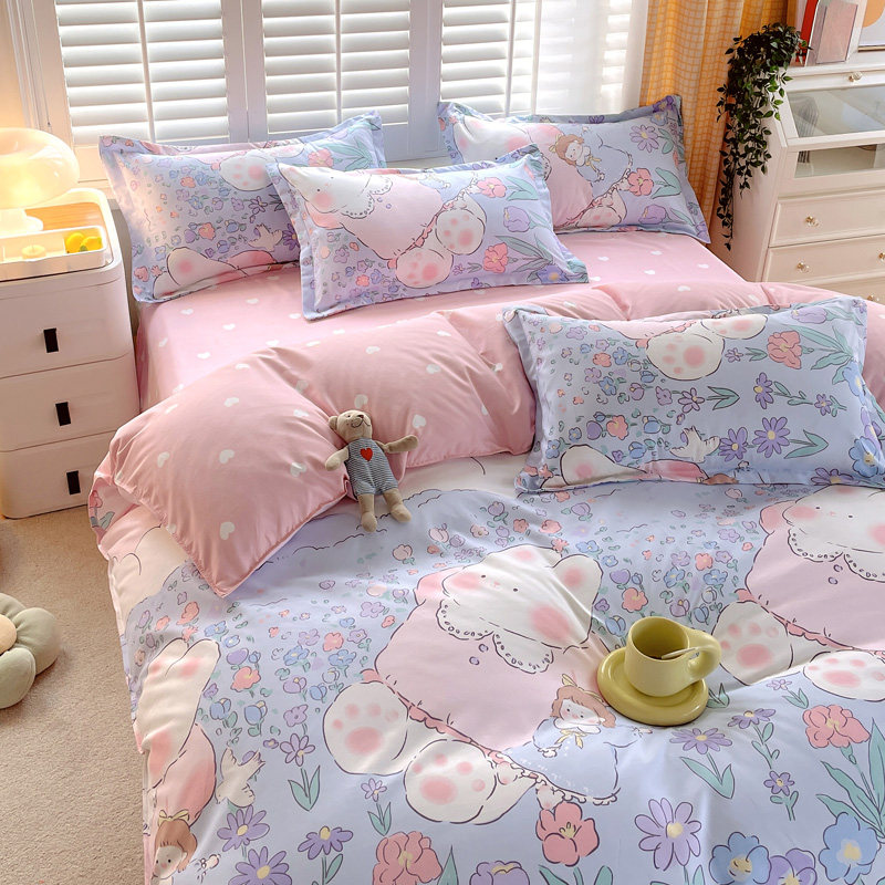 四件套100全棉床单被罩被套学生宿舍单人简约床上用品三件套4,床上用品,床品套件/四件套/多件套,淘宝优惠券,粉丝福利购,淘宝优惠卷