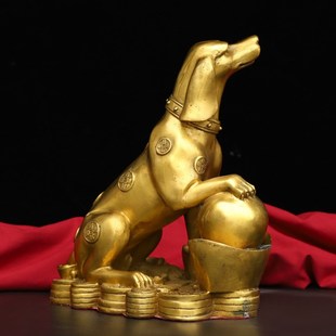 宝金钱狗摆件吉祥如意家居玄关装 铜狗十二生肖狗元 饰乔迁开业礼品