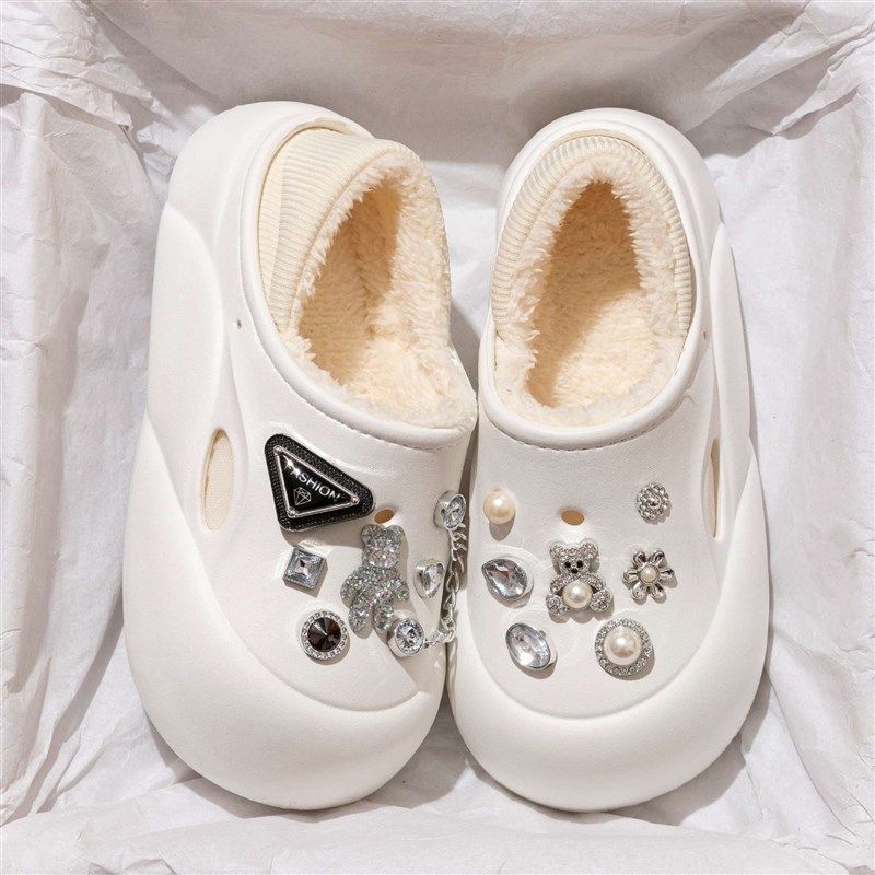 今年流行爆款拖鞋洞洞鞋女加绒加厚外穿冬厚底增高包头保暖棉拖鞋,居家布艺,居家棉拖/棉鞋,淘宝优惠券,粉丝福利购,淘宝优惠卷