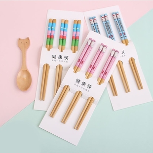 儿童筷子6一12岁木质家用木筷防滑宝宝筷小孩5女孩4幼儿园专用8短