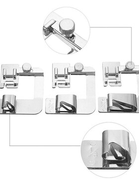 3Pcs Sewing Machine Rolled Hem Feet Domestic  Brother Singer