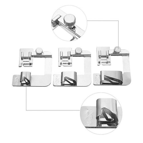 3Pcs Sewing Machine Rolled Hem Feet Domestic  Brother Singer