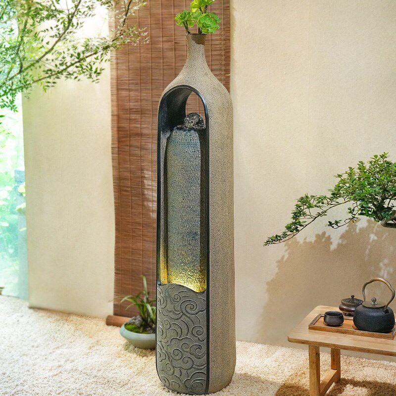 办公室室内落地流水生财摆件阳台造景客厅电视柜旁循环水系景观,家居饰品,流水摆件,淘宝优惠券,粉丝福利购,淘宝优惠卷