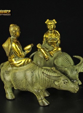 铜器母子牛牧童骑牛童女铜童子骑牛铜器桌面摆件定做工艺礼品装饰