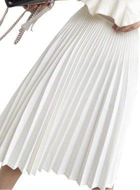 现货2022c Spring Women Elegant Pleated Skirt High Waist Wome