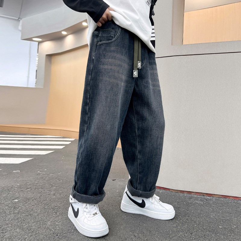 热销男童秋装牛仔裤子春秋款2024新款男孩秋季中大儿童男大童宽松