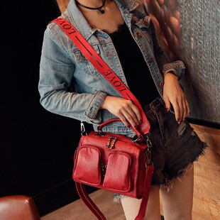 多口袋包包女2021新款潮软皮单肩包韩版休闲手提包百搭多用斜挎包