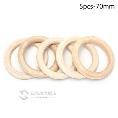 5/10/20/50pcs Natural Wood Teething Beads Wooden Ring Childr