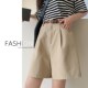 高腰5五分棉麻裤 卡其色工装 薄款 宽松显z瘦a字阔腿中裤 短裤 女夏季