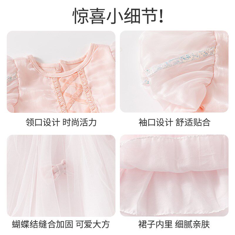 现货女童连衣裙夏装新款洋气儿童公主H裙子周岁宝宝礼服夏季小童