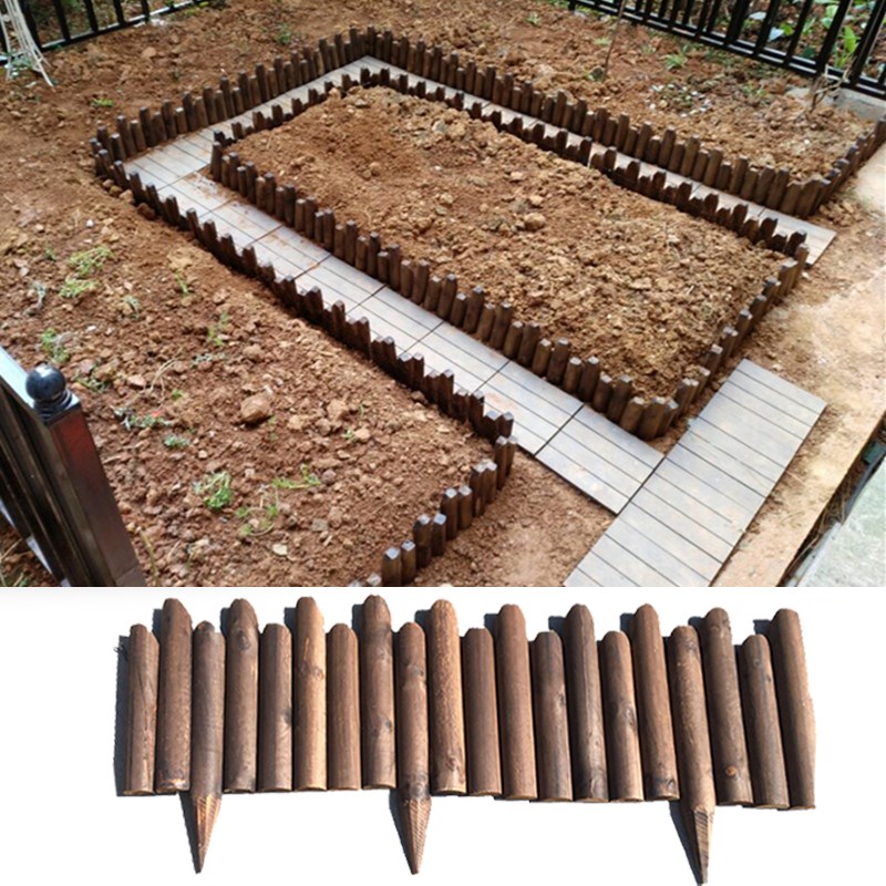 现货防腐木栅栏围栏花园插地户外庭院花坛挡土装饰室外围墙护栏小