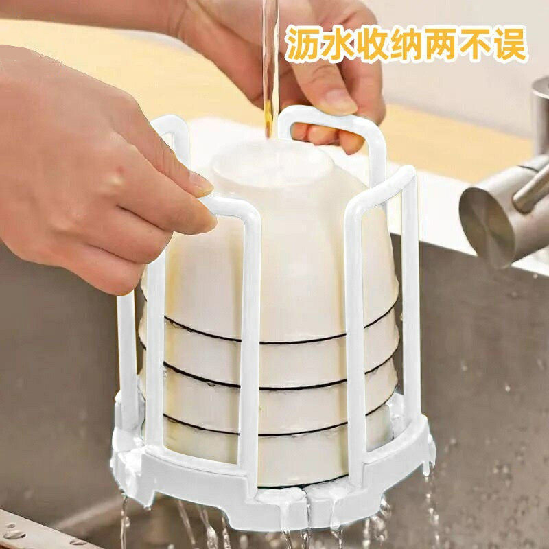 竖式可伸缩碗架置物架塑料沥水架厨房碗碟收纳Q架放碗盘架子整理