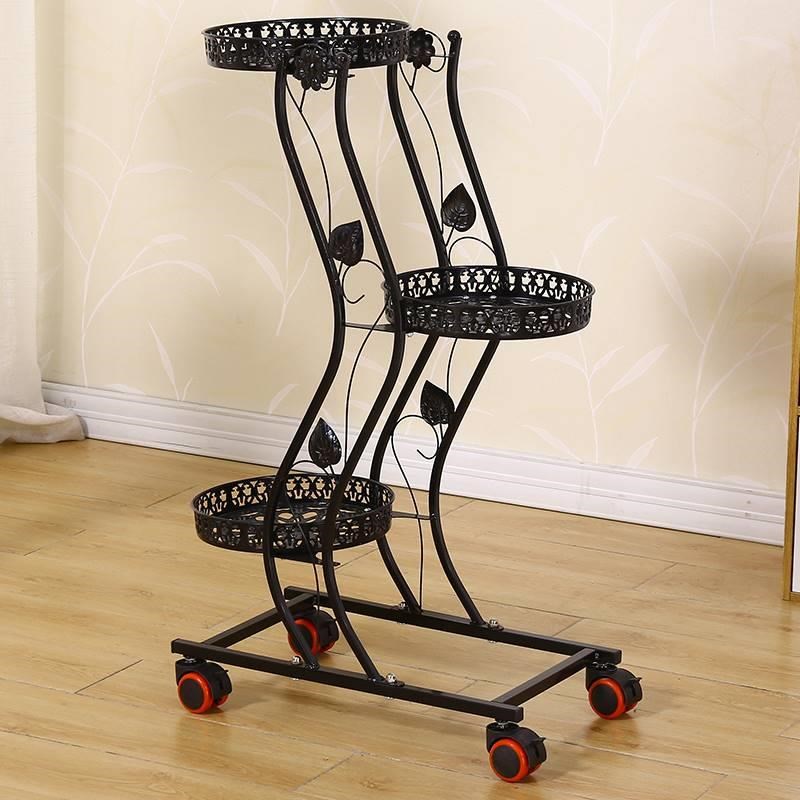 欧式铁艺多层室内带轮落地式绿萝花架子客厅置物阳台多肉家用花架
